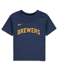 Infant Boys and Girls Christian Yelich Navy Milwaukee Brewers Player Name Number T-shirt