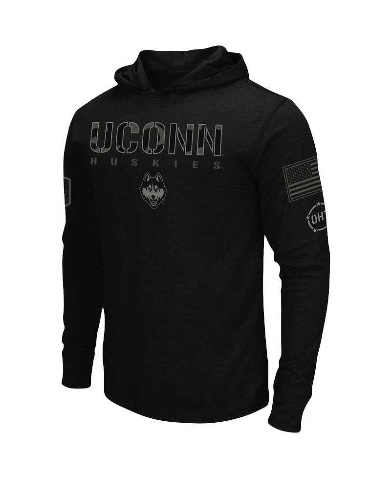 Men's Black UConn Huskies Oht Military-Inspired Appreciation Hoodie Long Sleeve T-shirt