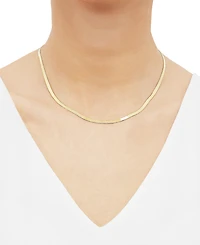 Lightweight Herringbone Link Chain Necklace (3-3/8mm) in 10k Gold, 16" + 2" extender
