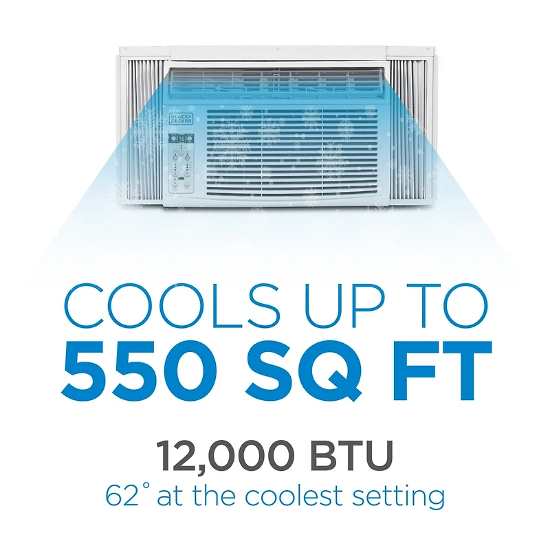 Black & Decker BD12WT6 Window Air Conditioner with Remote Control ,12000 Btu, Cools Up to 550 Square Feet, Energy Efficient, White