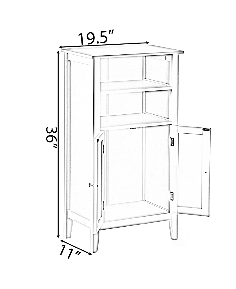 Basicwise White Bathroom Storage Cabinet with 2 Doors and 2 Open Shelves for Bedroom, Bathroom, and Vanity
