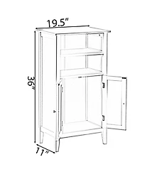 Basicwise White Bathroom Storage Cabinet with 2 Doors and 2 Open Shelves for Bedroom, Bathroom, and Vanity