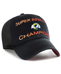 Men's '47 Black Los Angeles Rams Super Bowl Lvi Champions Scene Trucker Clean Up Adjustable Hat