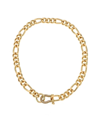 Ettika 18K Gold Plated Pave Clasp and Chain Necklace
