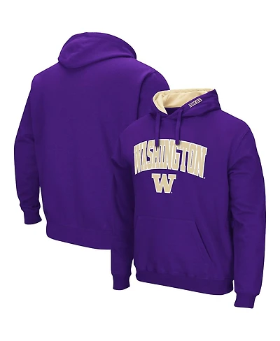 Men's Colosseum Purple Washington Huskies Arch and Logo 3.0 Pullover Hoodie