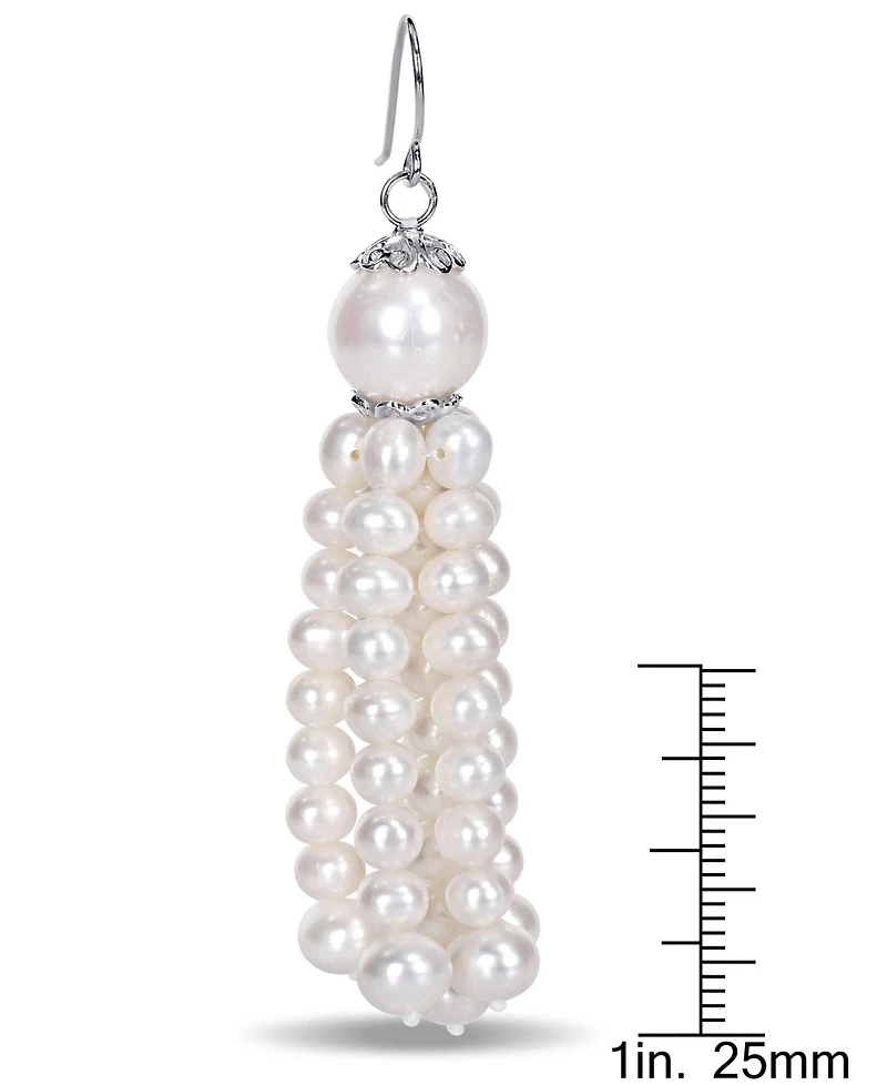 Cultured Freshwater Baroque Pearl (4-1/2 - 11mm) Tassel Drop Earrings in Sterling Silver