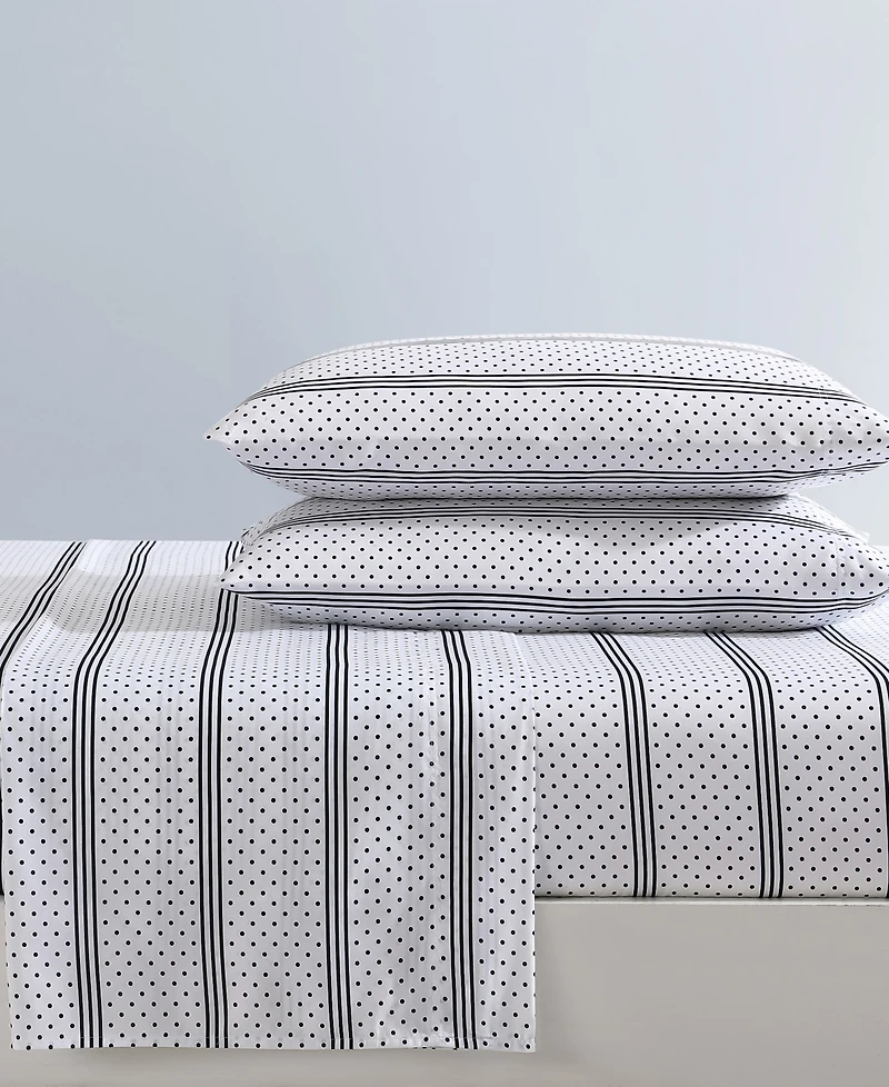 Betsey Johnson Dots And Stripes -Pc. Microfiber Sheet Set