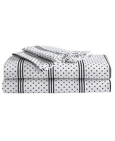 Betsey Johnson Dots And Stripes 4-Pc. Microfiber Sheet Set, King