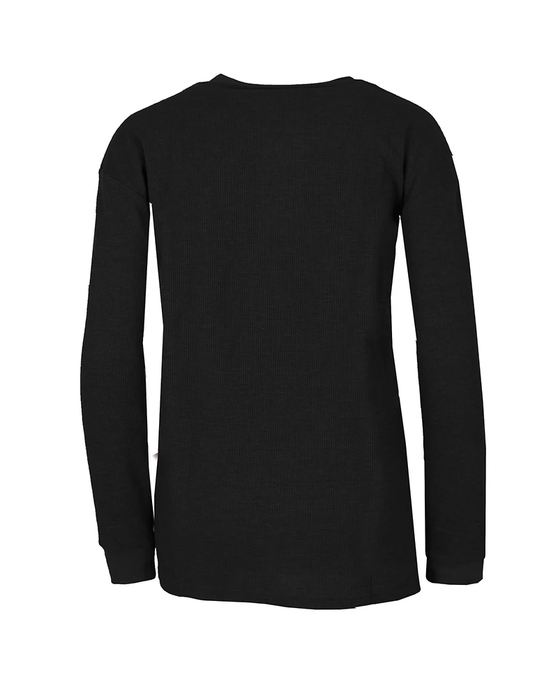 Galaxy By Harvic Women's Oversize Loose Fitting Waffle-Knit Henley Thermal Sweater