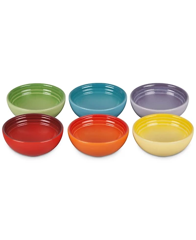 Le Creuset Set of Six Stoneware Multi Color Pinch Bowls
