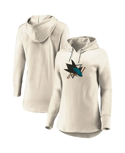 Women's Fanatics Oatmeal San Jose Sharks True Classics Signature Fleece Pullover Hoodie