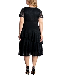 Kiyonna Plus Size Lace Affair Tiered Cocktail Dress