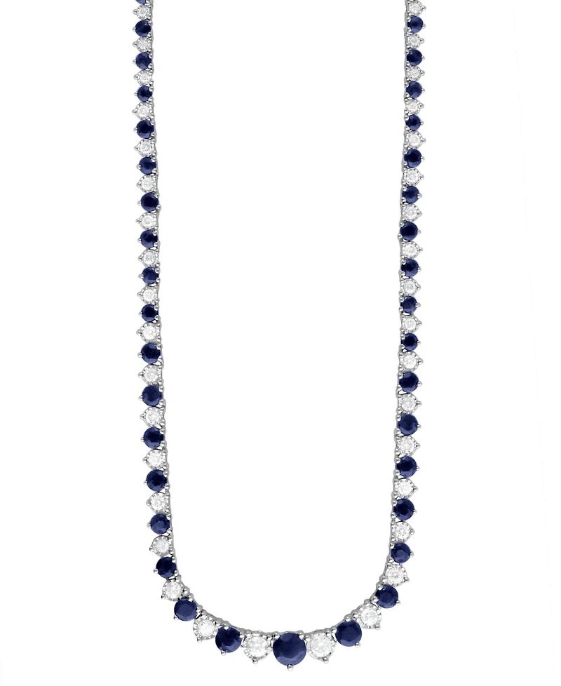 Sapphire (8 ct. t.w.) & Diamond (1-1/2 ct. t.w.) All-Around Graduated 18" Collar Necklace in Sterling Silver