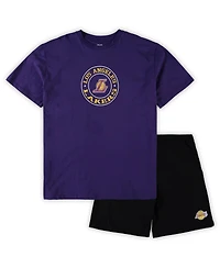 Men's Concepts Sport Purple, Black Los Angeles Lakers Big and Tall T-shirt Shorts Sleep Set