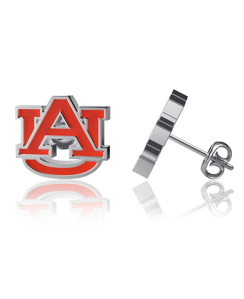 Women's Dayna Designs Auburn Tigers Silver-Tone Enamel Post Earrings