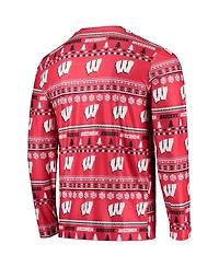 Men's Concepts Sport Red Wisconsin Badgers Ugly Sweater Long Sleeve T-shirt and Pants Sleep Set