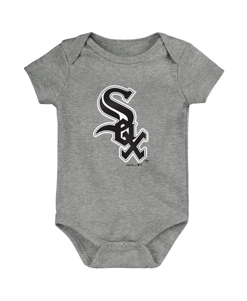 Unisex Infant Black and White and Gray Chicago White Sox Born To Win 3-Pack Bodysuit Set