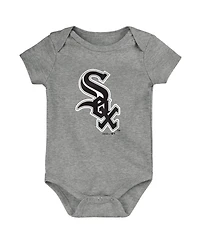 Unisex Infant Black and White and Gray Chicago White Sox Born To Win 3-Pack Bodysuit Set