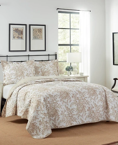 Laura Ashley Bedford Cotton Reversible 3-Pc. Quilt Set, King