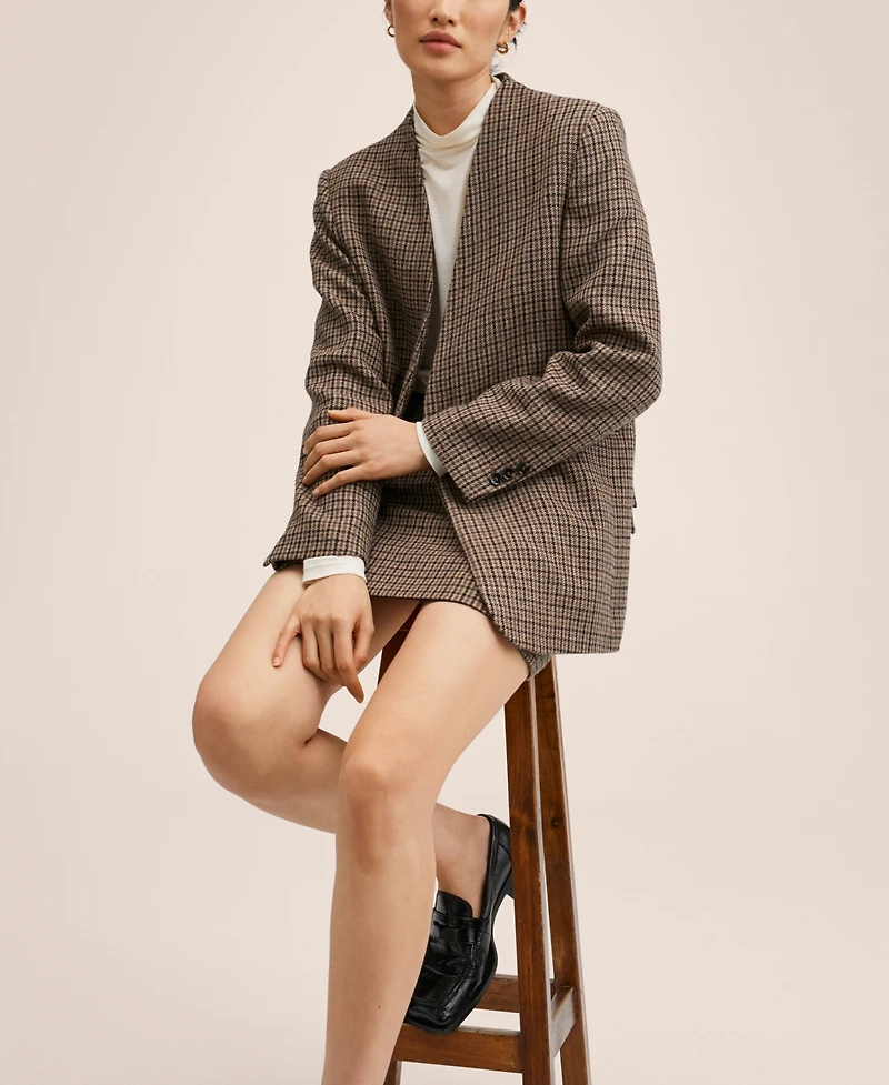 Mango Women's Belt Check Blazer