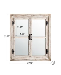 Glitzhome Oversized Farmhouse Wood Window Frame Wall Mirror