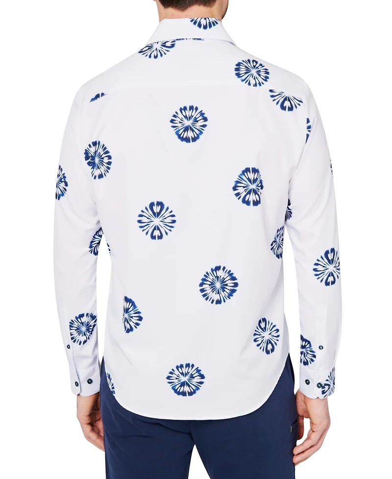 Society of Threads Men's Slim Fit Non-Iron Floral Performance Stretch Button-Down Shirt