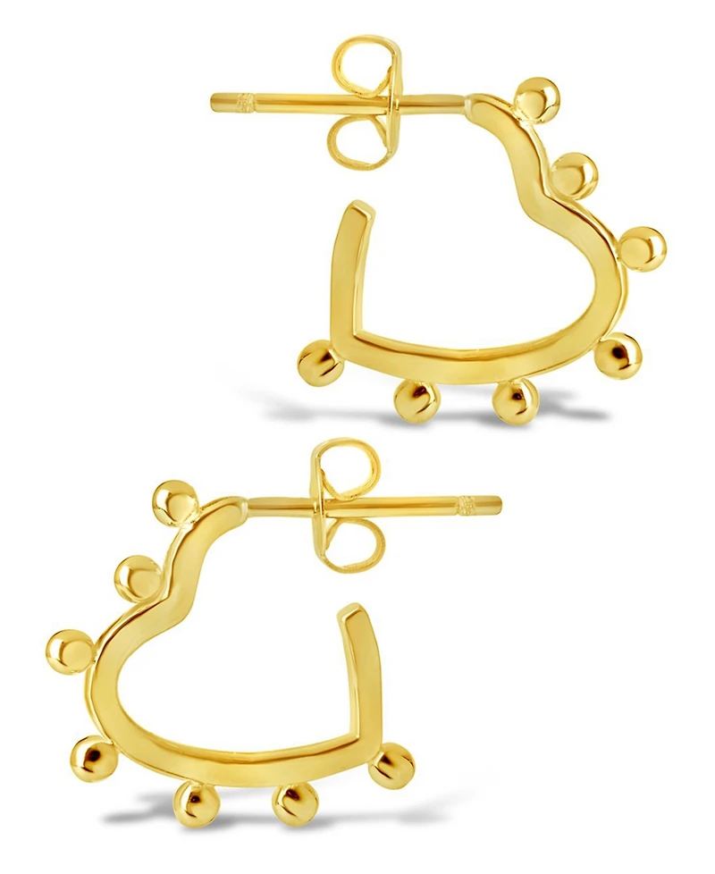 Studded Heart Hoop Earrings