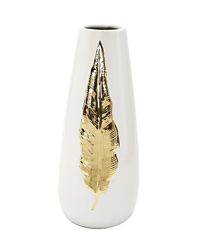 Tall Leaf Design Vase, 12" H