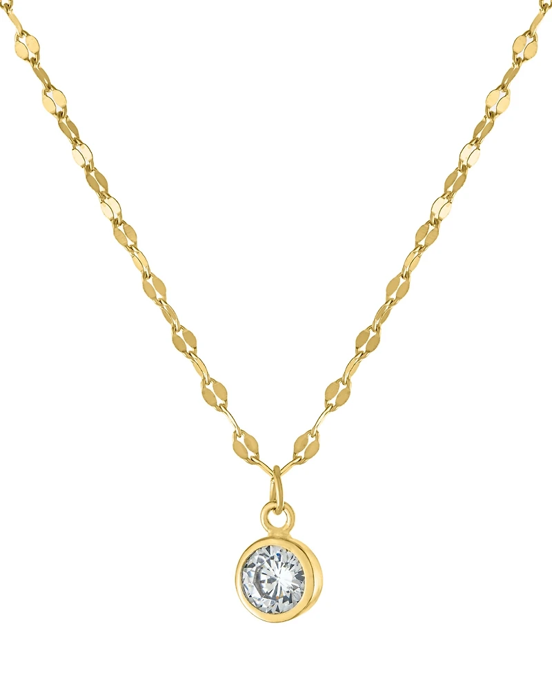 Giani Bernini Cubic Zirconia Bezel Solitaire Pendant Necklace in 18k Gold-Plated Sterling Silver, 16" + 2" extender, Created for Macy's