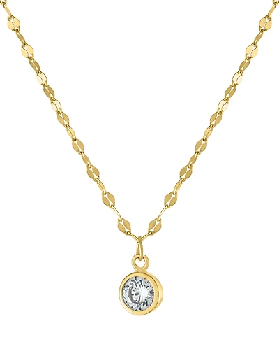 Giani Bernini Cubic Zirconia Bezel Solitaire Pendant Necklace in 18k Gold-Plated Sterling Silver, 16" + 2" extender, Created for Macy's