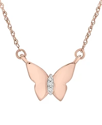 Wrapped Diamond Accent Butterfly 17" Pendant Necklace 14k Yellow, White or Rose Gold, Created for Macy's