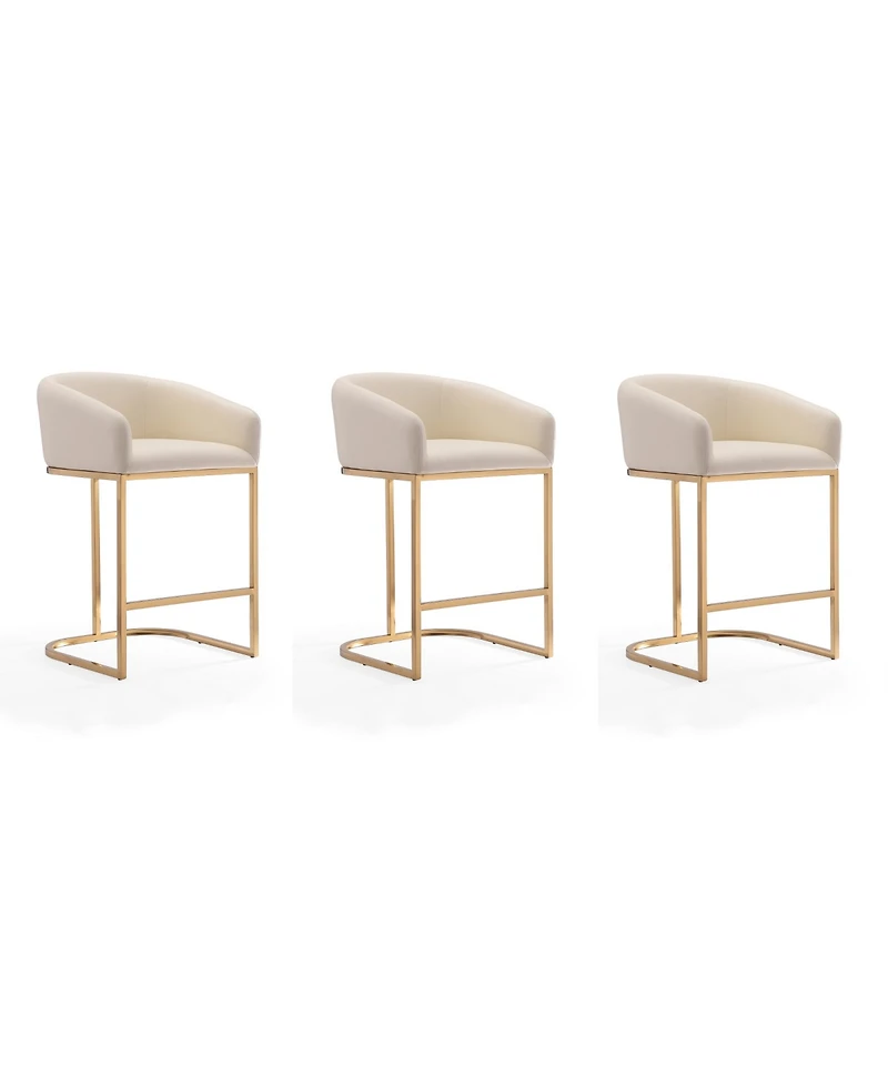 Manhattan Comfort Louvre 3-Piece Leatherette Upholstered Counter Stool Set