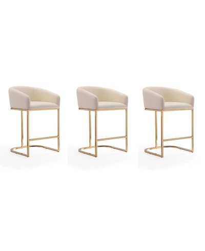 Manhattan Comfort Louvre 3-Piece Leatherette Upholstered Counter Stool Set