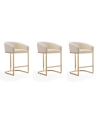 Manhattan Comfort Louvre 3-Piece Leatherette Upholstered Counter Stool Set