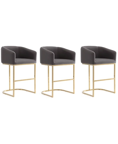 Manhattan Comfort Louvre 3-Piece Leatherette Upholstered Counter Stool Set