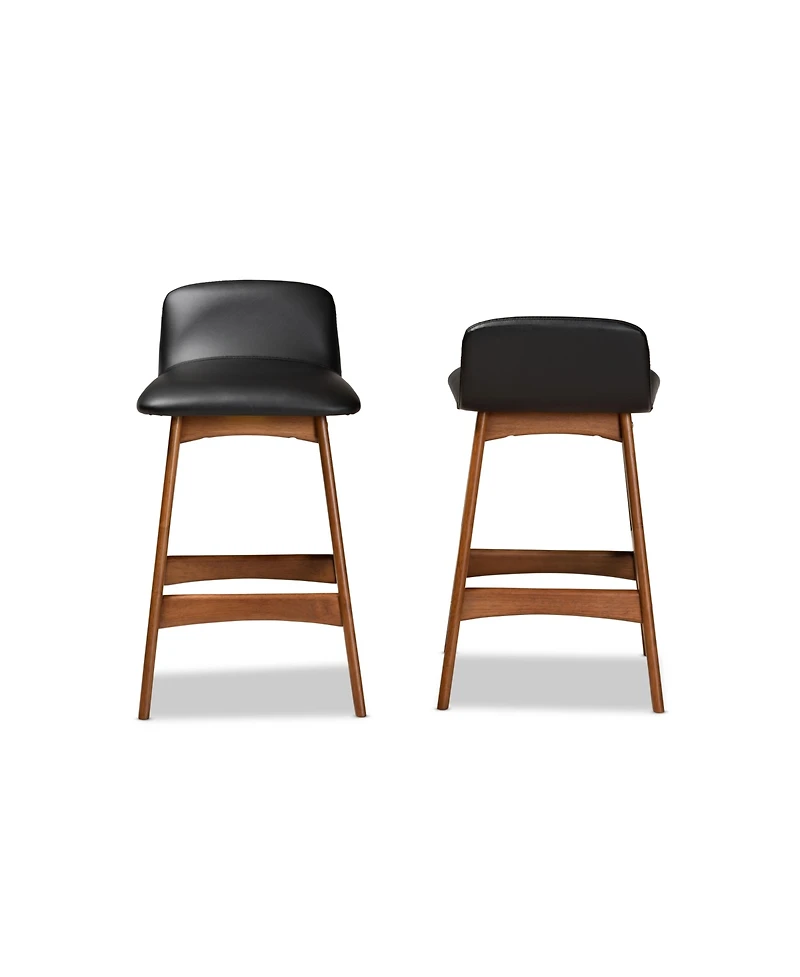 Darrin Mid-Century Modern Wood Counter Stool Set, 2 Piece