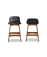 Darrin Mid-Century Modern Wood Counter Stool Set, 2 Piece