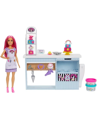 Barbie Doll Bakery Playset with Pink-Haired Petite Doll, Baking Station