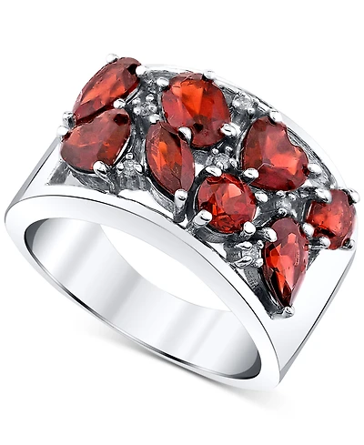 Garnet (3-5/8 ct. t.w.) & Diamond (1/20 ct. t.w.) Cluster Ring in Sterling Silver