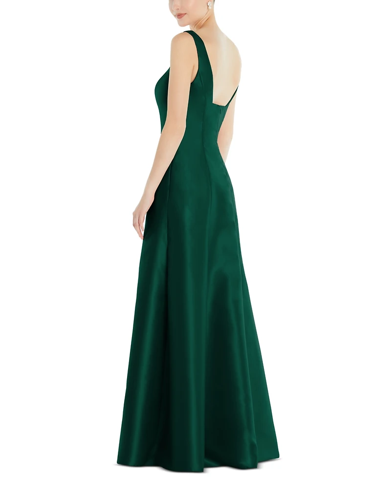 Alfred Sung Women's Sleeveless Square-Neck Princess Line Gown with Pockets