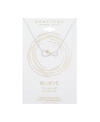 Unwritten 14K Gold Flash Plated Cubic Zirconia Cross Infinity Pendant Necklace