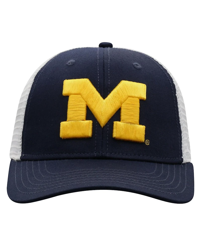 Men's Top of the World Navy, White Michigan Wolverines Trucker Snapback Hat