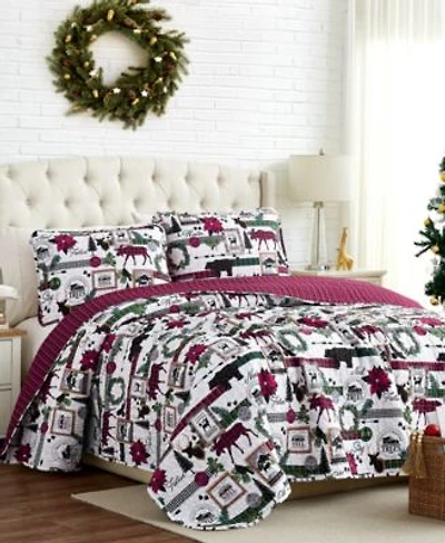 Southshore Fine Linens Merry Town Christmas Oversized Reversible 3 Pc. Quilt Sets