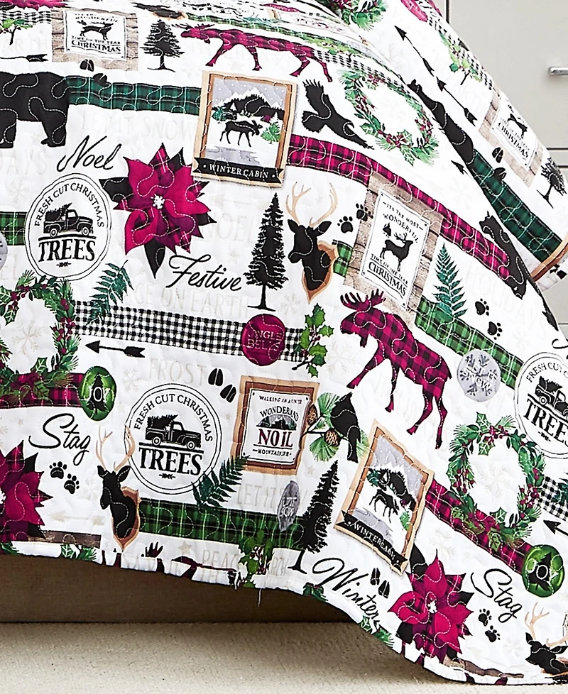 Southshore Fine Linens Merry Town Christmas Oversized Reversible 6-Pc. Quilt Set
