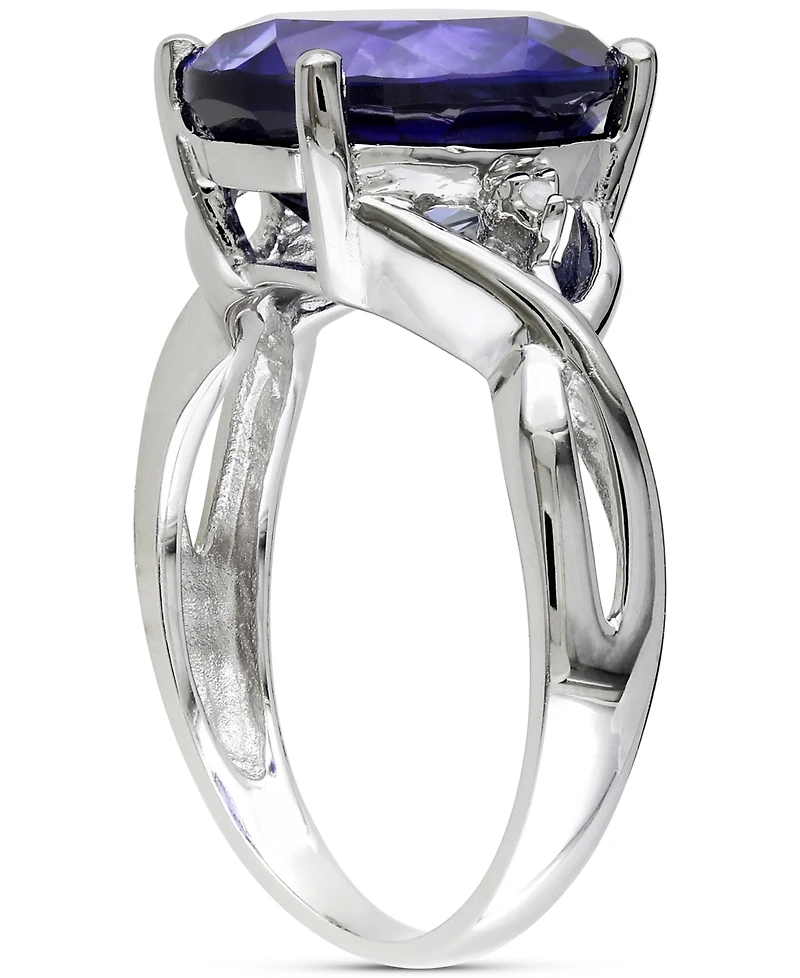 Lab-Grown Sapphire (7-1/2 ct. t.w.) & Diamond Accent Statement Ring Sterling Silver