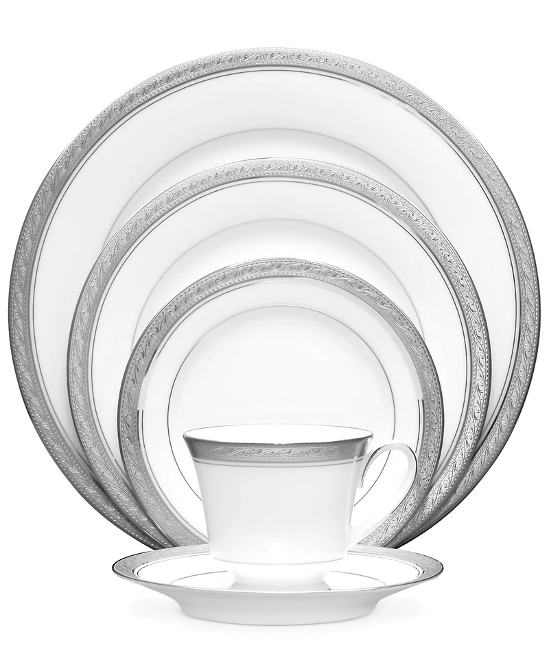 Noritake Dinnerware, Crestwood Platinum 5 Piece Place Setting