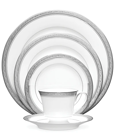 Noritake Dinnerware, Crestwood Platinum 5 Piece Place Setting