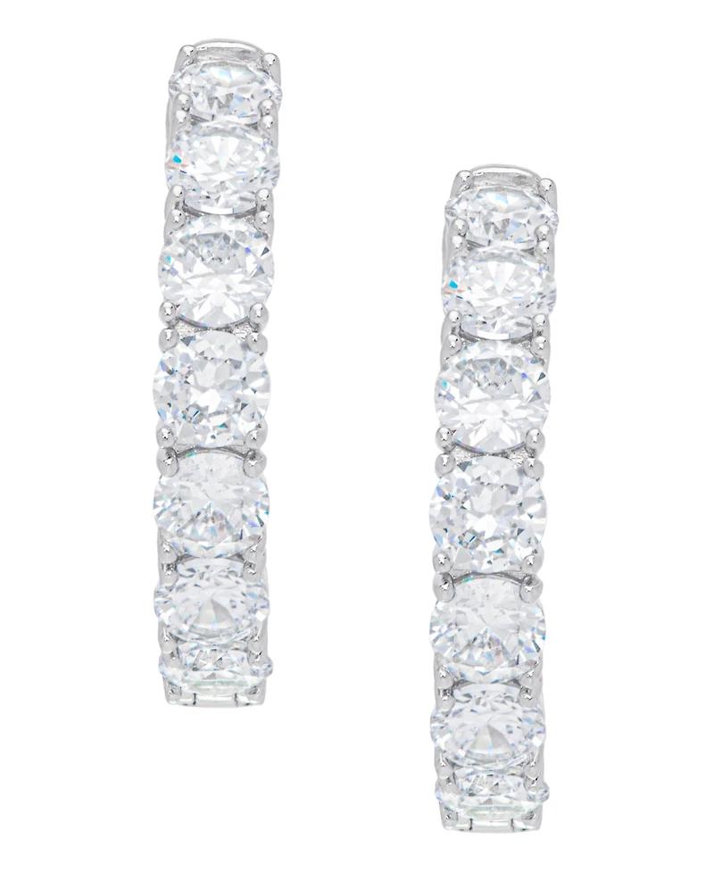 Women's Fine Silver Plated Cubic Zirconia Hoop Earrings