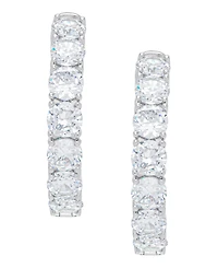 Women's Fine Silver Plated Cubic Zirconia Hoop Earrings