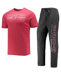 Men's Concepts Sport Heathered Charcoal, Crimson Alabama Tide Meter T-shirt and Pants Sleep Set